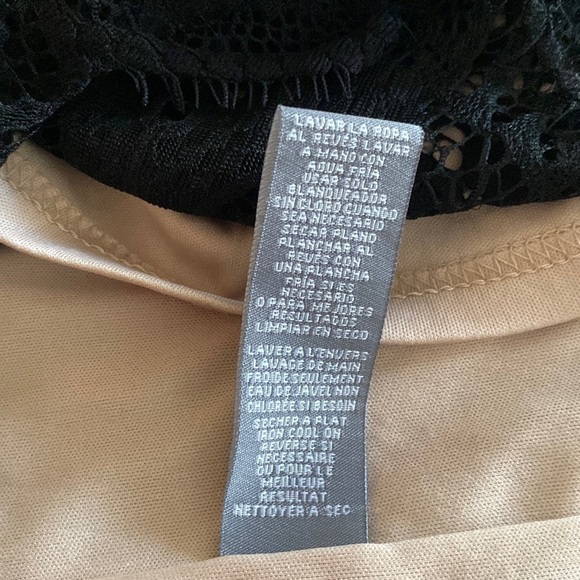 Sharagano Scallop Hem Lace Cocktail Midi Dress in Black Nude size 6 - Picture 8 of 8